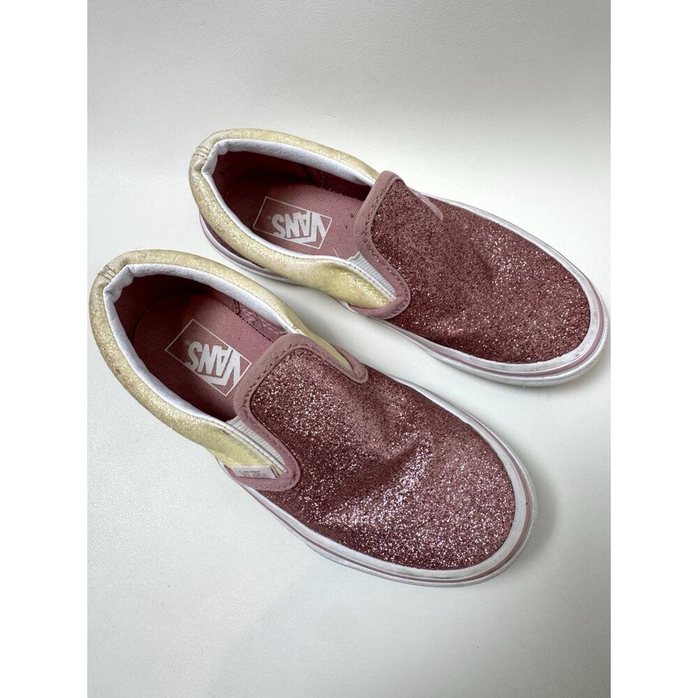 Vans Classic Slip On Kids Girls Pink Glitter Size 13.5 Sneakers Skate Shoe - Picture 2 of 8